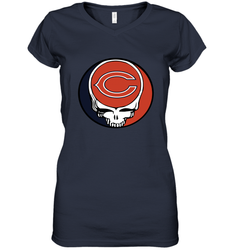 Chicago Bears Grateful Dead Steal Your Face NFL Football Womens V-Neck T-Shirt