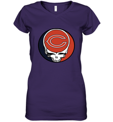 Chicago Bears Grateful Dead Steal Your Face NFL Football Womens V-Neck T-Shirt Womens V-Neck T-Shirt - VeigarTee