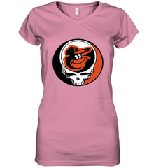 Baltimore Orioles Grateful Dead Steal Your Face Baseball Womens V-Neck T-Shirt Womens V-Neck T-Shirt - VeigarTee