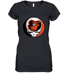 Baltimore Orioles Grateful Dead Steal Your Face Baseball Womens V-Neck T-Shirt Womens V-Neck T-Shirt - VeigarTee