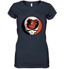 Baltimore Orioles Grateful Dead Steal Your Face Baseball Womens V-Neck T-Shirt Womens V-Neck T-Shirt - VeigarTee