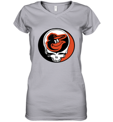 Baltimore Orioles Grateful Dead Steal Your Face Baseball Womens V-Neck T-Shirt Womens V-Neck T-Shirt - VeigarTee