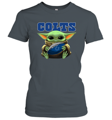 Baby Yoda Loves The Indianapolis Colts Star Wars Baby Yoda Hugs Colts NFL Womens T-Shirt Womens T-Shirt - VeigarTee