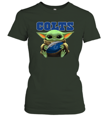 Baby Yoda Loves The Indianapolis Colts Star Wars Baby Yoda Hugs Colts NFL Womens T-Shirt Womens T-Shirt - VeigarTee