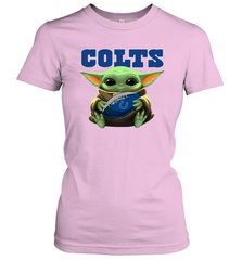 Baby Yoda Loves The Indianapolis Colts Star Wars Baby Yoda Hugs Colts NFL Womens T-Shirt Womens T-Shirt - VeigarTee