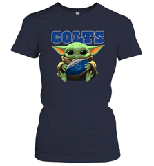 Baby Yoda Loves The Indianapolis Colts Star Wars Baby Yoda Hugs Colts NFL Womens T-Shirt Womens T-Shirt - VeigarTee