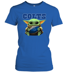 Baby Yoda Loves The Indianapolis Colts Star Wars Baby Yoda Hugs Colts NFL Womens T-Shirt Womens T-Shirt - VeigarTee