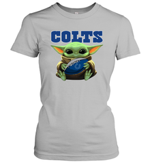 Baby Yoda Loves The Indianapolis Colts Star Wars Baby Yoda Hugs Colts NFL Womens T-Shirt Womens T-Shirt - VeigarTee