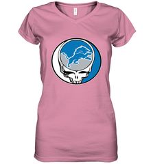 Detroit Lions Grateful Dead Steal Your Face NFL Football Womens V-Neck T-Shirt Womens V-Neck T-Shirt - VeigarTee
