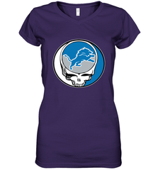 Detroit Lions Grateful Dead Steal Your Face NFL Football Womens V-Neck T-Shirt Womens V-Neck T-Shirt - VeigarTee