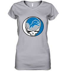 Detroit Lions Grateful Dead Steal Your Face NFL Football Womens V-Neck T-Shirt Womens V-Neck T-Shirt - VeigarTee