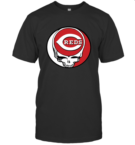 Cincinnati Reds Grateful Dead Steal Your Face Baseball Mens T-Shirt Mens T-Shirt / Black / S Mens T-Shirt - VeigarTee