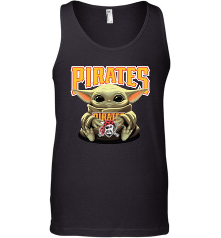 Baby Yoda Hugs Loves The Pittsburgh Pirates Baseball Mens Tank Top Mens Tank Top / Black / XS Mens Tank Top - VeigarTee