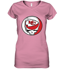 Kansas City Chiefs Grateful Dead Steal Your Face NFL Football Womens V-Neck T-Shirt Womens V-Neck T-Shirt - VeigarTee