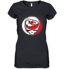 Kansas City Chiefs Grateful Dead Steal Your Face NFL Football Womens V-Neck T-Shirt Womens V-Neck T-Shirt - VeigarTee