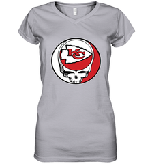 Kansas City Chiefs Grateful Dead Steal Your Face NFL Football Womens V-Neck T-Shirt Womens V-Neck T-Shirt - VeigarTee
