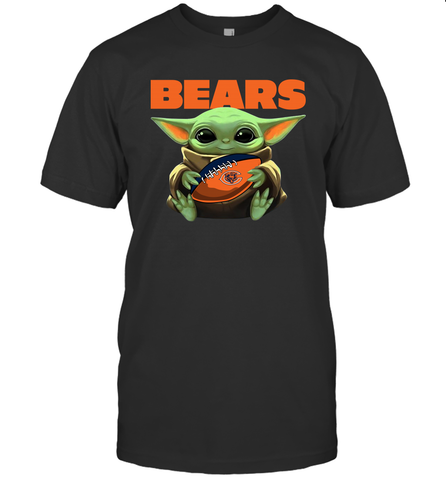 Baby Yoda Loves The Chicago Bears Star Wars Baby Yoda Hugs Bears NFL Mens T-Shirt Mens T-Shirt / Black / S Mens T-Shirt - VeigarTee