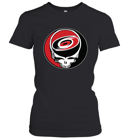 Carolina Hurricanes Grateful Dead Steal Your Face Hockey NHL Womens T-Shirt Womens T-Shirt / Black / XS Womens T-Shirt - VeigarTee