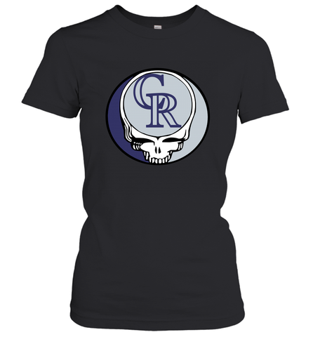 Colorado Rockies Grateful Dead Steal Your Face Baseball Womens T-Shirt Womens T-Shirt / Black / XS Womens T-Shirt - VeigarTee