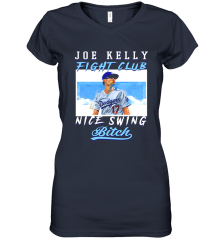 Joe Kelly Fight Club Nice Swing Bitch Dogers Baseball Club Womens V-Neck T-Shirt