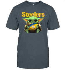 Baby Yoda Loves The Pittsburgh Steelers Star Wars Baby Yoda Hugs Steelers NFL Mens T-Shirt Mens T-Shirt - VeigarTee