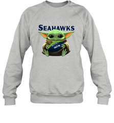 Baby Yoda Loves The Seattle Seahawks Star Wars Baby Yoda Hugs Seahawks NFL Adult Sweatshirt Adult Sweatshirt - VeigarTee