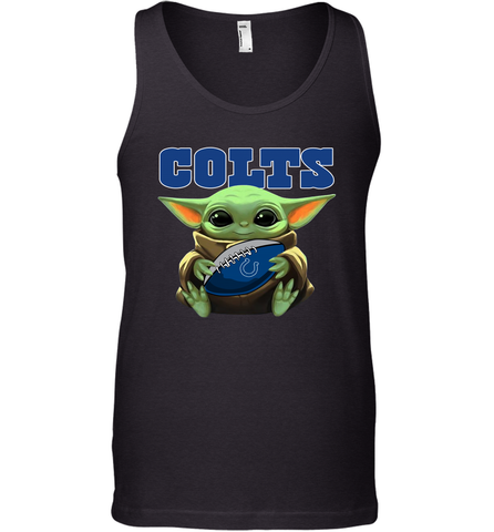 Baby Yoda Loves The Indianapolis Colts Star Wars Baby Yoda Hugs Colts NFL Mens Tank Top Mens Tank Top / Black / XS Mens Tank Top - VeigarTee
