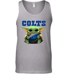 Baby Yoda Loves The Indianapolis Colts Star Wars Baby Yoda Hugs Colts NFL Mens Tank Top Mens Tank Top - VeigarTee