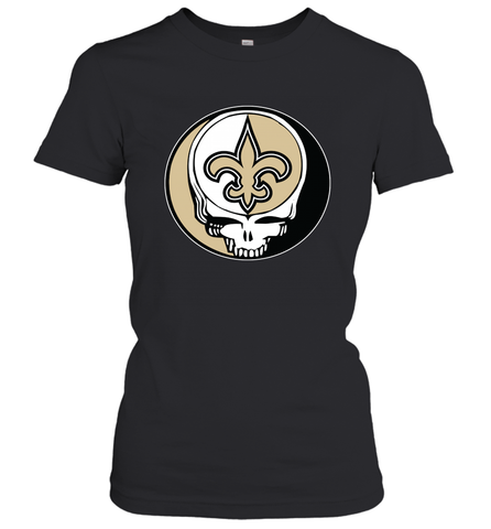 New Orleans Saints Grateful Dead Steal Your Face NFL Football Womens T-Shirt Womens T-Shirt / Black / XS Womens T-Shirt - VeigarTee