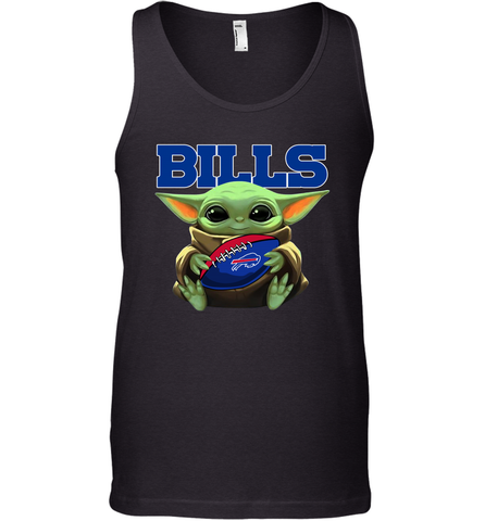 Baby Yoda Loves The Buffalo Bills Star Wars Baby Yoda Hugs Bills NFL Mens Tank Top Mens Tank Top / Black / XS Mens Tank Top - VeigarTee