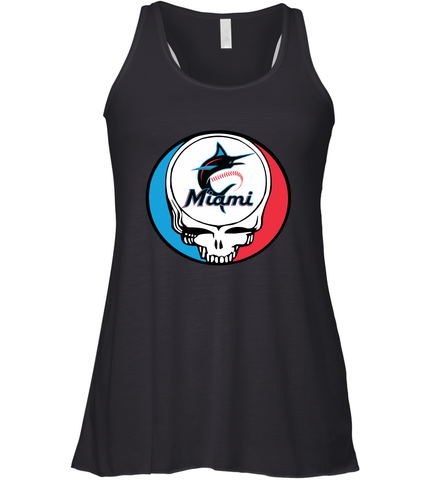 Miami Marlins Grateful Dead Steal Your Face Baseball Womens Racerback Tank Top Womens Racerback Tank Top / Black / XS Womens Racerback Tank Top - VeigarTee