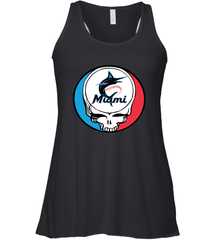 Miami Marlins Grateful Dead Steal Your Face Baseball Womens Racerback Tank Top Womens Racerback Tank Top - VeigarTee