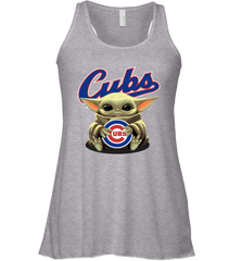Baby Yoda Hugs Loves The Chicago Cubs Baseball Womens Racerback Tank Top Womens Racerback Tank Top - VeigarTee