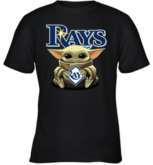 Baby Yoda Hugs Loves The Tampa Bay Rays Baseball Youth T-Shirt Youth T-Shirt - VeigarTee