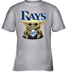 Baby Yoda Hugs Loves The Tampa Bay Rays Baseball Youth T-Shirt Youth T-Shirt - VeigarTee