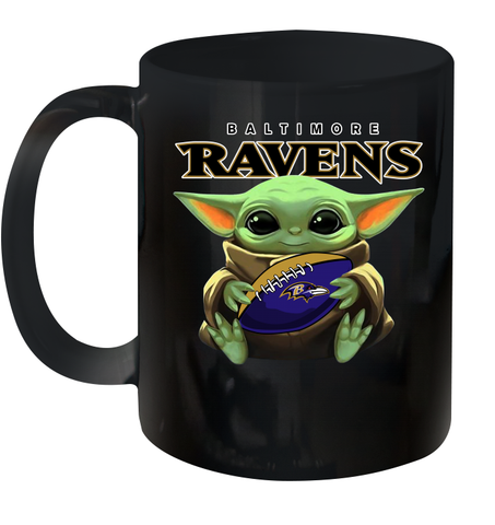 Baby Yoda Loves The Baltimore Ravens Star Wars Baby Yoda Hugs Ravens NFL Ceramic Mug 11oz Ceramic Mug 11oz / Black / 11oz Ceramic Mug 11oz - VeigarTee