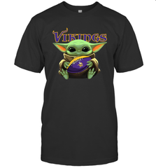 Baby Yoda Loves The Minnesota Vikings Star Wars Baby Yoda Hugs Vikings NFL Mens T-Shirt Mens T-Shirt - VeigarTee