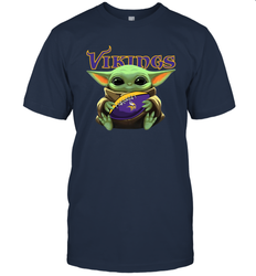 Baby Yoda Loves The Minnesota Vikings Star Wars Baby Yoda Hugs Vikings NFL Mens T-Shirt