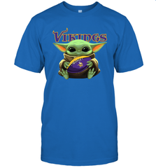 Baby Yoda Loves The Minnesota Vikings Star Wars Baby Yoda Hugs Vikings NFL Mens T-Shirt Mens T-Shirt - VeigarTee