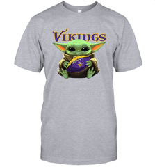 Baby Yoda Loves The Minnesota Vikings Star Wars Baby Yoda Hugs Vikings NFL Mens T-Shirt Mens T-Shirt - VeigarTee