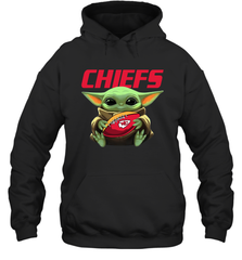 Baby Yoda Loves The Kansas City Chiefs Star Wars Baby Yoda Hugs Chiefs NFL Adult Hoodie Sweatshirt Adult Hoodie Sweatshirt - VeigarTee