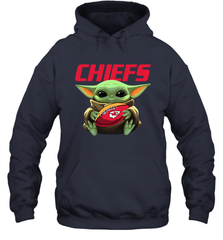 Baby Yoda Loves The Kansas City Chiefs Star Wars Baby Yoda Hugs Chiefs NFL Adult Hoodie Sweatshirt Adult Hoodie Sweatshirt - VeigarTee
