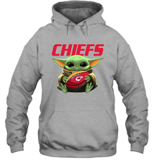 Baby Yoda Loves The Kansas City Chiefs Star Wars Baby Yoda Hugs Chiefs NFL Adult Hoodie Sweatshirt Adult Hoodie Sweatshirt - VeigarTee