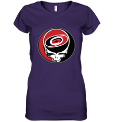 Carolina Hurricanes Grateful Dead Steal Your Face Hockey NHL Womens V-Neck T-Shirt Womens V-Neck T-Shirt - VeigarTee