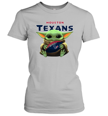 Baby Yoda Loves The Houston Texans Star Wars Baby Yoda Hugs Texans NFL Womens T-Shirt Womens T-Shirt - VeigarTee