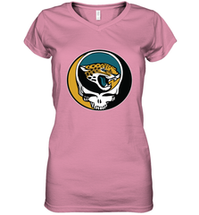 Jacksonville Jaguars Grateful Dead Steal Your Face NFL Football Womens V-Neck T-Shirt Womens V-Neck T-Shirt - VeigarTee