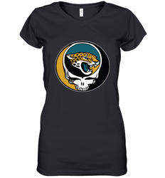 Jacksonville Jaguars Grateful Dead Steal Your Face NFL Football Womens V-Neck T-Shirt