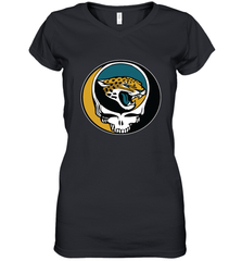 Jacksonville Jaguars Grateful Dead Steal Your Face NFL Football Womens V-Neck T-Shirt Womens V-Neck T-Shirt - VeigarTee
