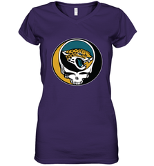 Jacksonville Jaguars Grateful Dead Steal Your Face NFL Football Womens V-Neck T-Shirt Womens V-Neck T-Shirt - VeigarTee