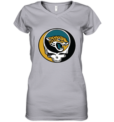 Jacksonville Jaguars Grateful Dead Steal Your Face NFL Football Womens V-Neck T-Shirt Womens V-Neck T-Shirt - VeigarTee